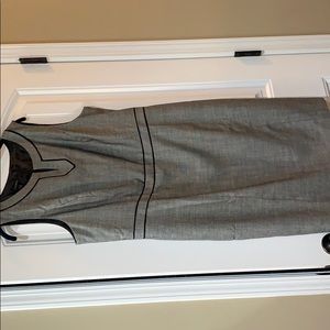 Talbots sleeveless dress grey with black detail